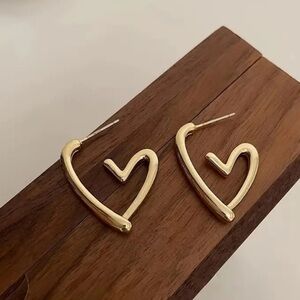 Gold plated heart hoop style earrings